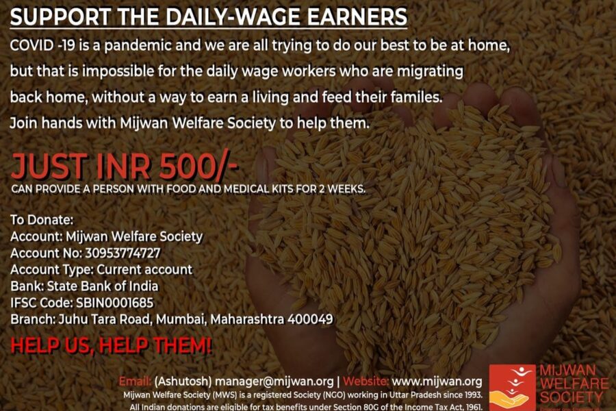 COVID-19, Support the daily-wage earners